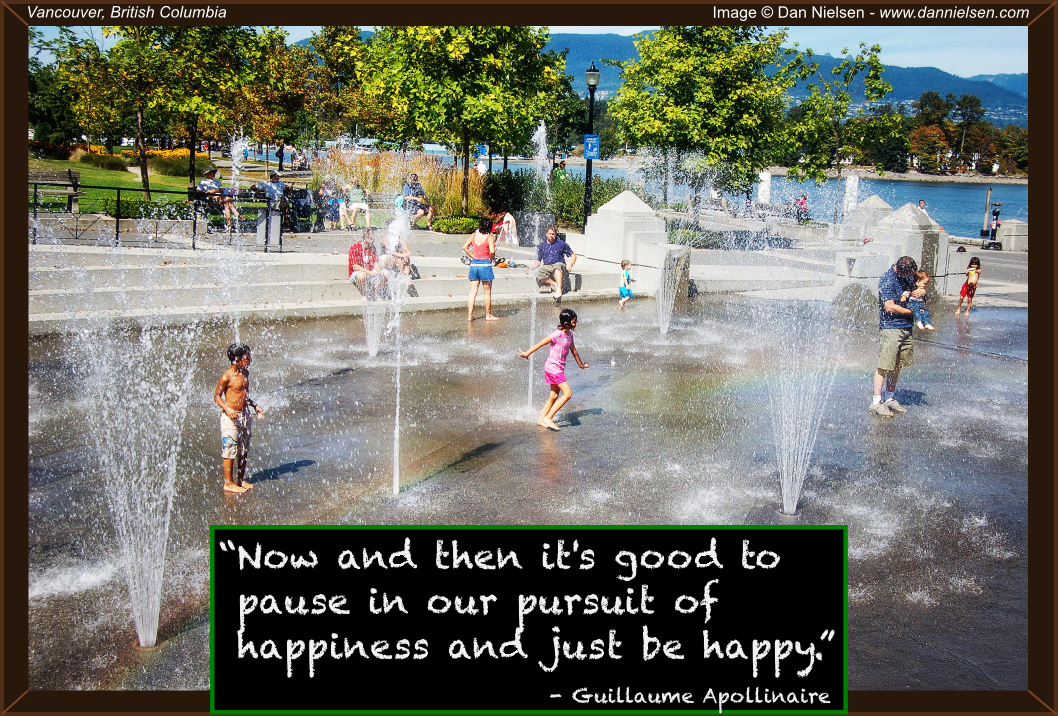 “Now and then it's good to pause in our pursuit of happiness and just be happy.” - Guillaume Apollinaire