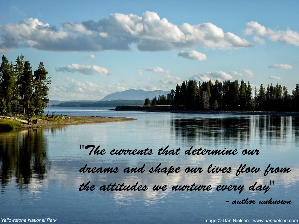 "The currents that determine our dreams and shape our lives flow from the attitudes we nurture every day" - author unknown