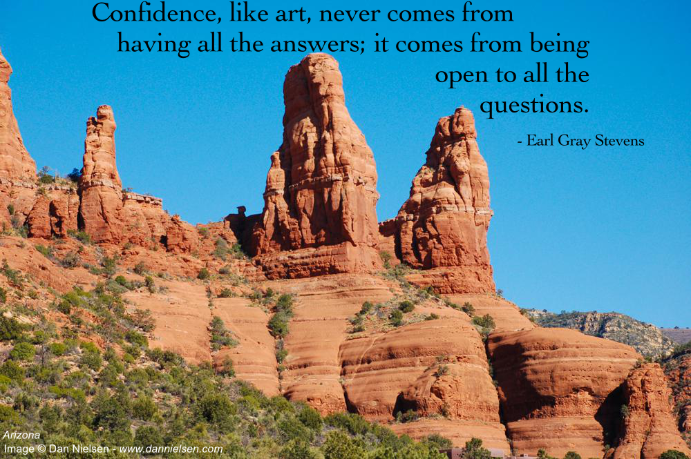 “Confidence, like art, never comes from having all the answers; it comes from being open to all the questions.” - Earl Gray Stevens