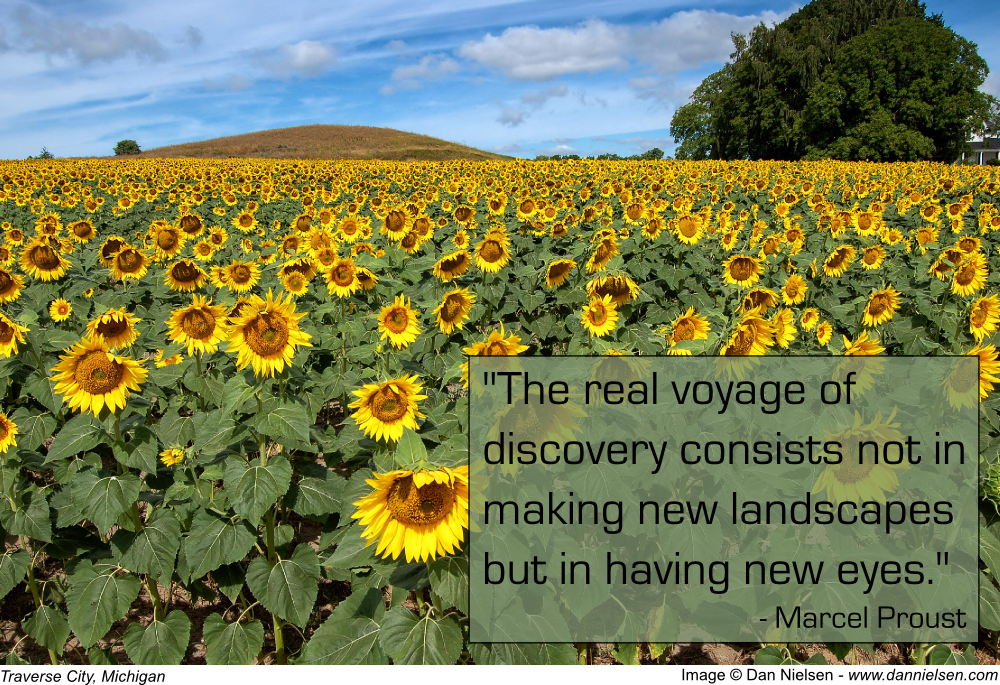 "The real voyage of discovery consists not in making new landscapes but in having new eyes." - Marcel Proust